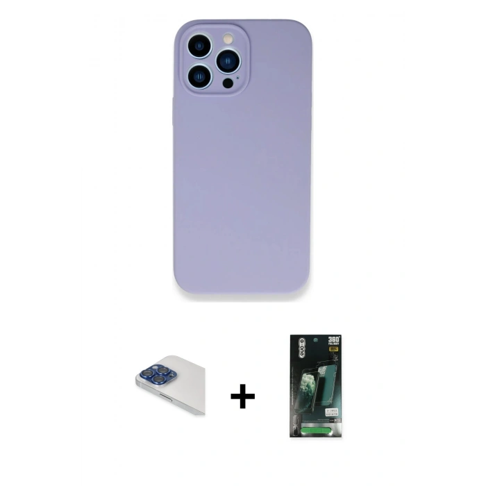 MARSİLYAN™- iPhone 13 Pro Max Kılıf Zirve Modern Özel Seri - Şeffaf 360 Full Body Arka Koruyucu + Pers Alüminyum Kamera Lens - LT