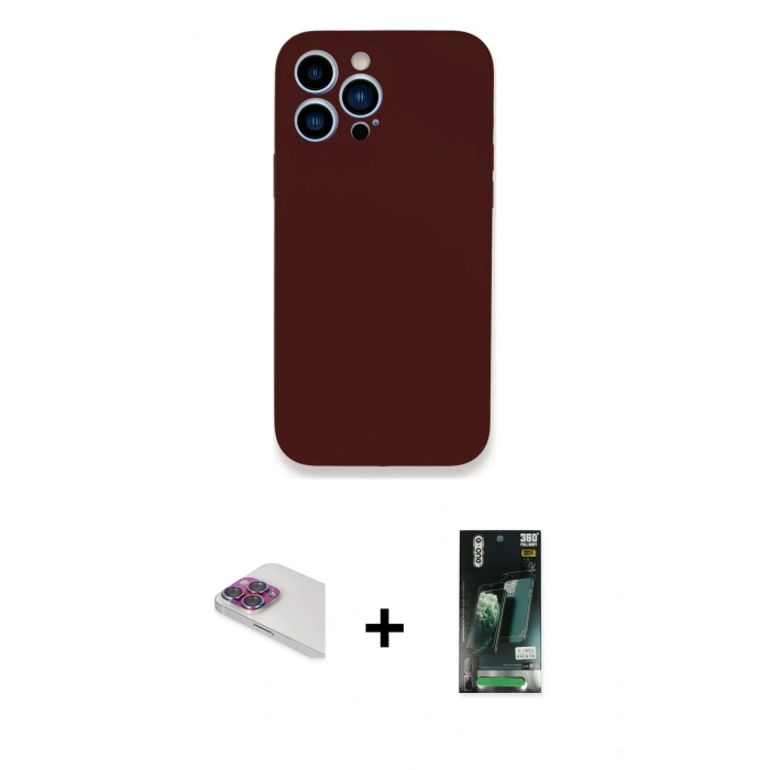 MARSİLYAN™- iPhone 13 Pro Max Kılıf Zirve Modern Özel Seri - Şeffaf 360 Full Body Arka Koruyucu + Pers Alüminyum Kamera Lens - GI