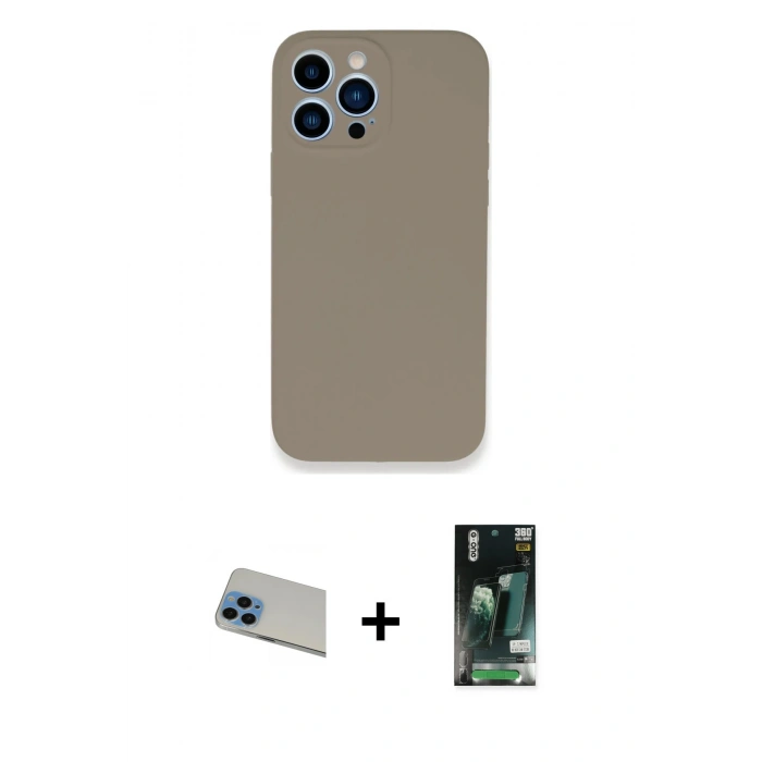 MARSİLYAN™- iPhone 13 Pro Max Kılıf Zirve Modern Özel Seri - Şeffaf 360 Full Body Arka Koruyucu + Rainbow Kamera Lens Koruma Cam - MI