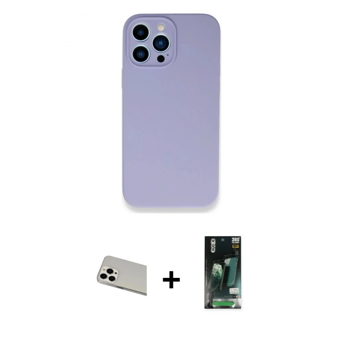 MARSİLYAN™- iPhone 13 Pro Max Kılıf Zirve Modern Özel Seri - Şeffaf 360 Full Body Arka Koruyucu + Rainbow Kamera Lens Koruma Cam - BZ