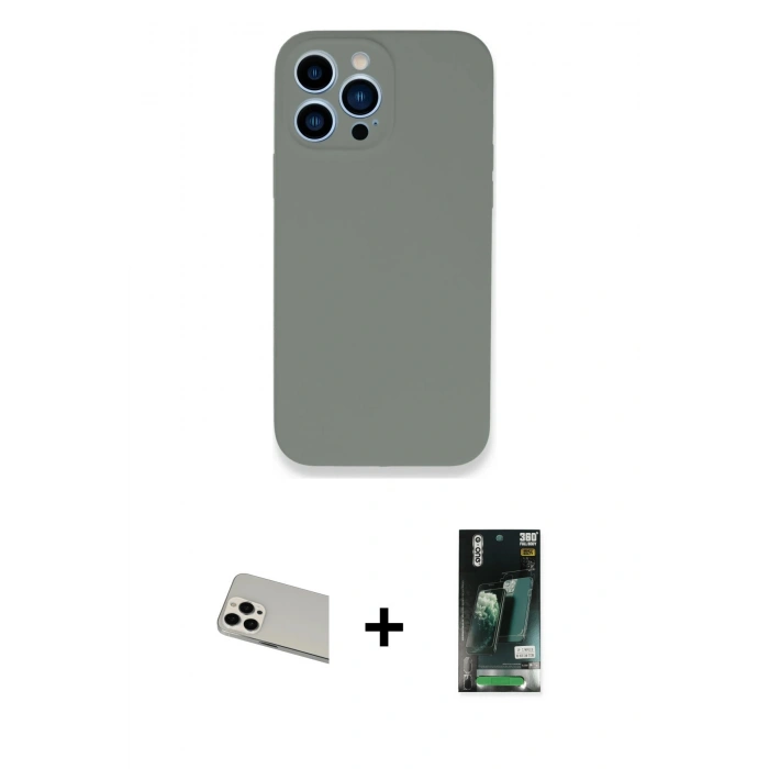 MARSİLYAN™- iPhone 13 Pro Max Kılıf Zirve Modern Özel Seri - Şeffaf 360 Full Body Arka Koruyucu + Rainbow Kamera Lens Koruma Cam - BZ