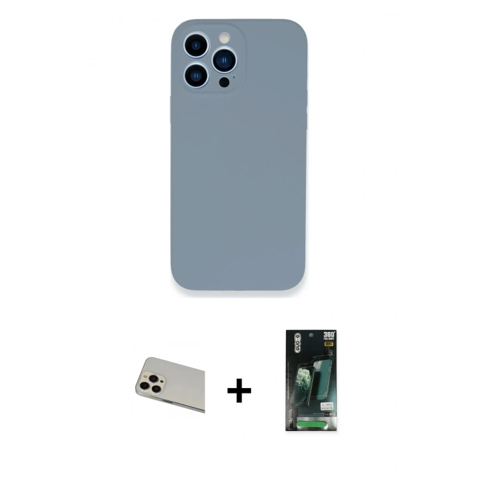 MARSİLYAN™- iPhone 13 Pro Max Kılıf Zirve Modern Özel Seri - Şeffaf 360 Full Body Arka Koruyucu + Rose Gold Rainbow Kamera Lens Koruma Cam