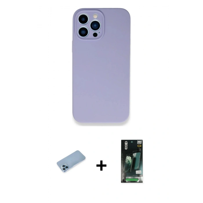 MARSİLYAN™- iPhone 13 Pro Max Kılıf Zirve Modern Özel Seri - Şeffaf 360 Full Body Arka Koruyucu + Shine Kamera Lens Koruma Cam - MI