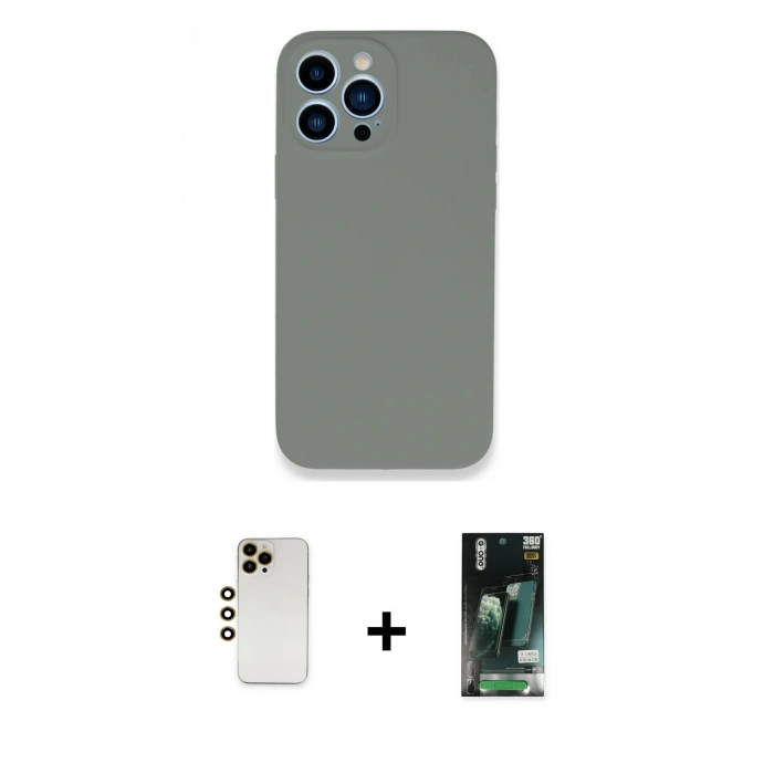 MARSİLYAN™- iPhone 13 Pro Max Kılıf Zirve Modern Özel Seri - Şeffaf 360 Full Body Arka Koruyucu + Shine Kamera Lens - GD