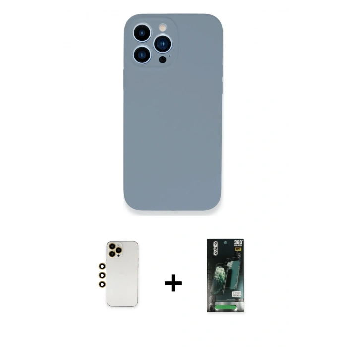 MARSİLYAN™- iPhone 13 Pro Max Kılıf Zirve Modern Özel Seri - Şeffaf 360 Full Body Arka Koruyucu + Shine Kamera Lens - GD