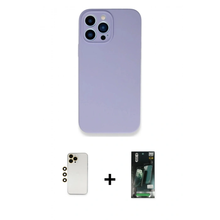 MARSİLYAN™- iPhone 13 Pro Max Kılıf Zirve Modern Özel Seri - Şeffaf 360 Full Body Arka Koruyucu + Shine Kamera Lens - GD