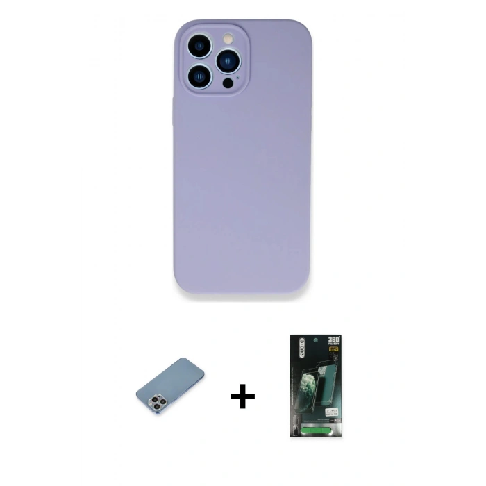 MARSİLYAN™- iPhone 13 Pro Max Kılıf Zirve Modern Özel Seri - Şeffaf 360 Full Body Arka Koruyucu + Shine Kamera Lens Koruma Cam - GI