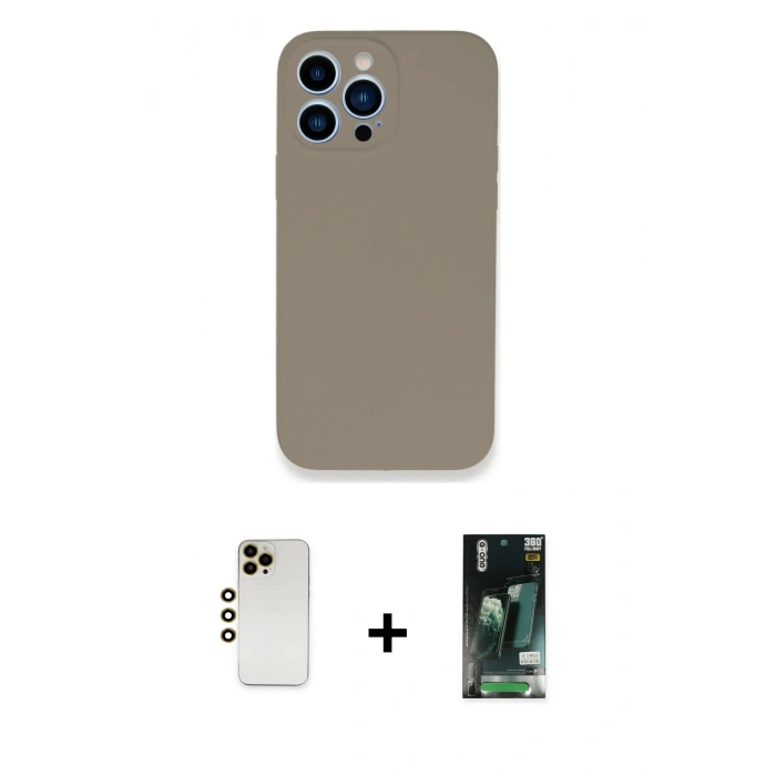 MARSİLYAN™- iPhone 13 Pro Max Kılıf Zirve Modern Özel Seri - Şeffaf 360 Full Body Arka Koruyucu + Shine Kamera Lens - GD