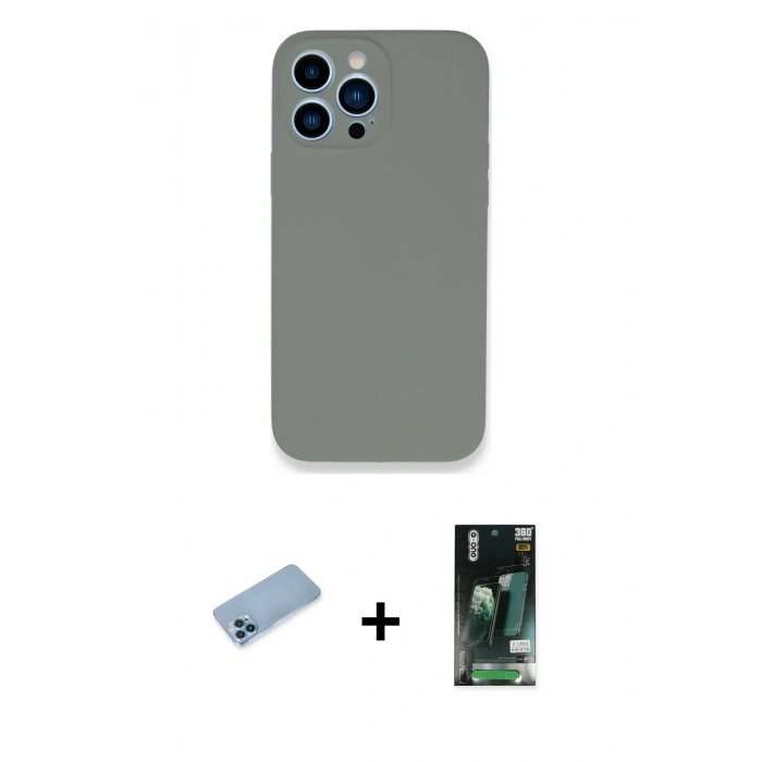 MARSİLYAN™- iPhone 13 Pro Max Kılıf Zirve Modern Özel Seri - Şeffaf 360 Full Body Arka Koruyucu + Shine Kamera Lens Koruma Cam - MI