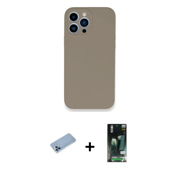 MARSİLYAN™- iPhone 13 Pro Max Kılıf Zirve Modern Özel Seri - Şeffaf 360 Full Body Arka Koruyucu + Shine Kamera Lens Koruma Cam - MI