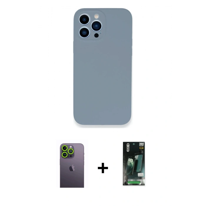 MARSİLYAN™- iPhone 13 Pro Max Kılıf Zirve Modern Özel Seri - Şeffaf 360 Full Body Arka Koruyucu + Neon Fosforlu Kamera Lens - YL