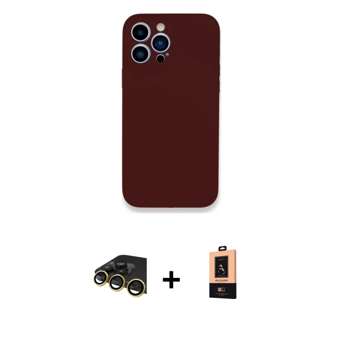 MARSİLYAN™- iPhone 13 Pro Max Kılıf Zirve Modern Özel Seri - Şeffaf Maxco Cam Ekran Koruyucu + Raze Metal Kamera Lens - GD