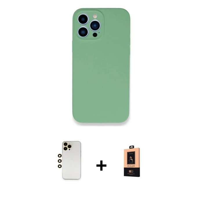 MARSİLYAN™- iPhone 13 Pro Max Kılıf Zirve Modern Özel Seri - Şeffaf Maxco Cam Ekran Koruyucu + Shine Kamera Lens - GD