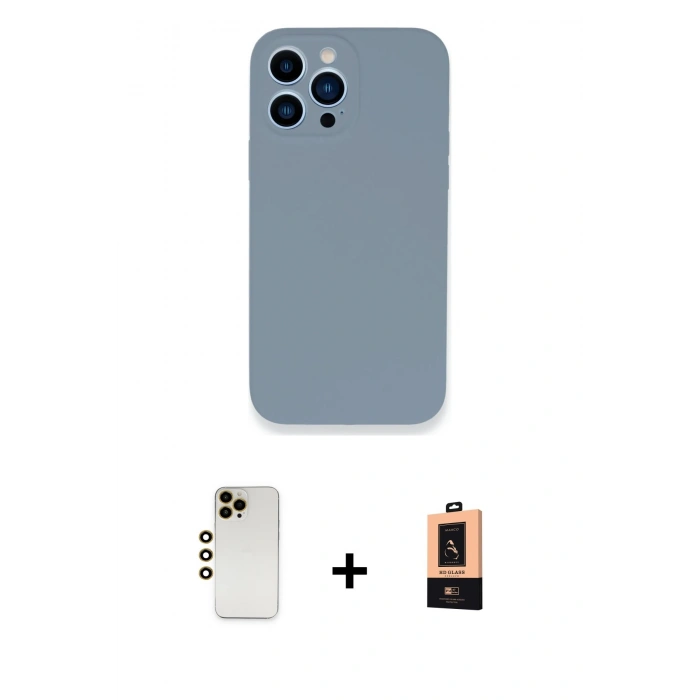 MARSİLYAN™- iPhone 13 Pro Max Kılıf Zirve Modern Özel Seri - Şeffaf Maxco Cam Ekran Koruyucu + Shine Kamera Lens - GD
