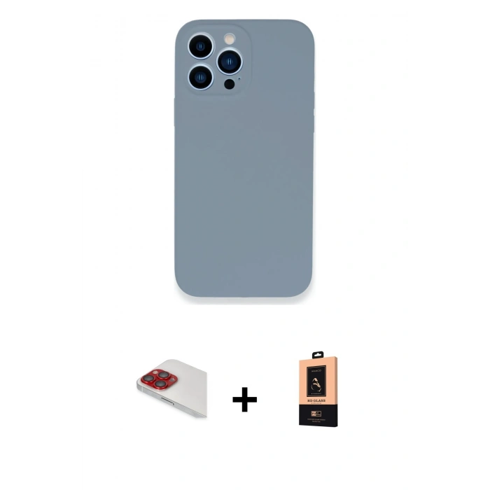 MARSİLYAN™- iPhone 13 Pro Max Kılıf Zirve Modern Özel Seri - Şeffaf Maxco Cam Ekran Koruyucu + Pers Alüminyum Kamera Lens - KI