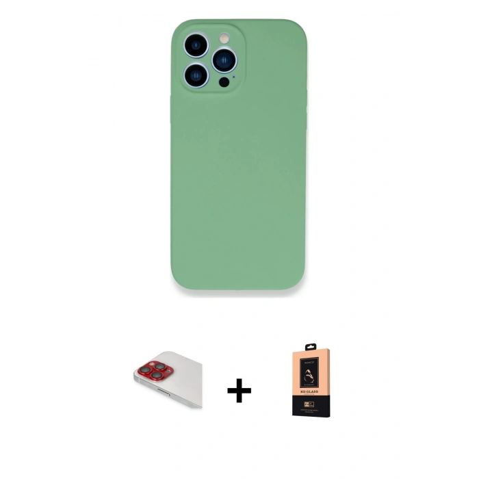 MARSİLYAN™- iPhone 13 Pro Max Kılıf Zirve Modern Özel Seri - Şeffaf Maxco Cam Ekran Koruyucu + Pers Alüminyum Kamera Lens - KI
