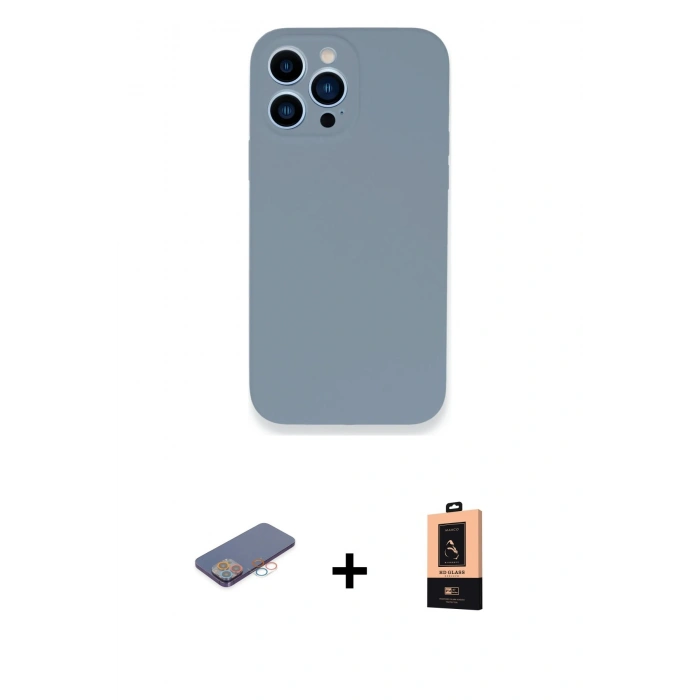 MARSİLYAN™- iPhone 13 Pro Max Kılıf Zirve Modern Özel Seri - Şeffaf Maxco Cam Ekran Koruyucu + Pembe Renkli Kamera Lens Koruma Cam