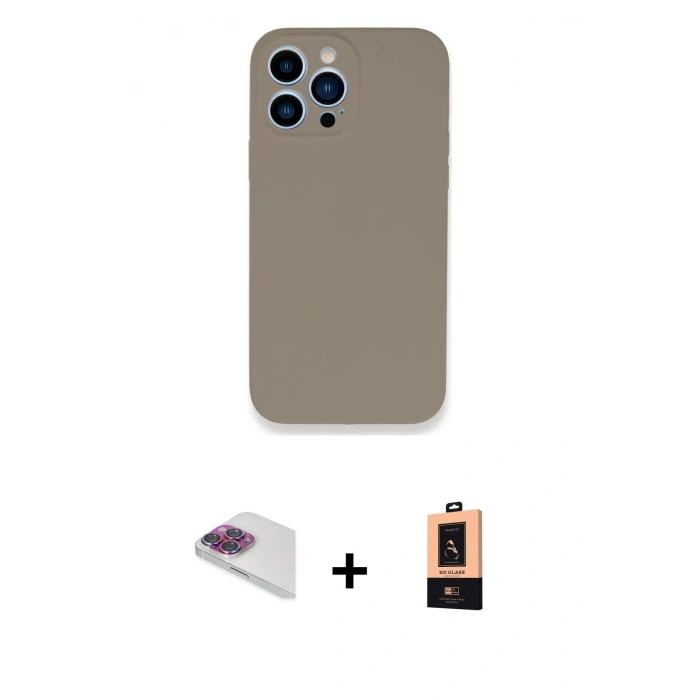 MARSİLYAN™- iPhone 13 Pro Max Kılıf Zirve Modern Özel Seri - Şeffaf Maxco Cam Ekran Koruyucu + Pers Alüminyum Kamera Lens - GI