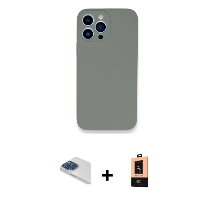 MARSİLYAN™- iPhone 13 Pro Max Kılıf Zirve Modern Özel Seri - Şeffaf Maxco Cam Ekran Koruyucu + Pers Alüminyum Kamera Lens - LT