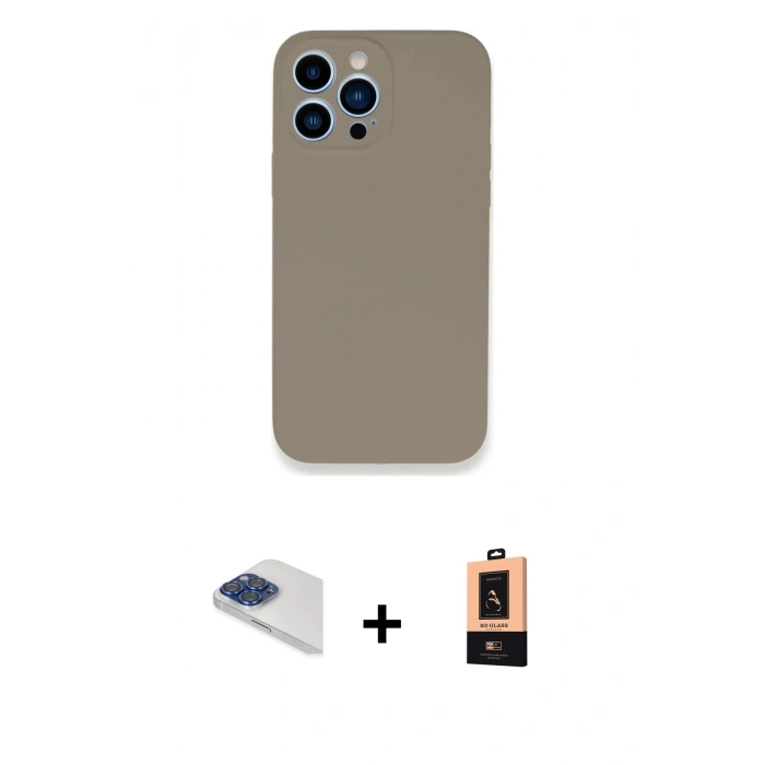 MARSİLYAN™- iPhone 13 Pro Max Kılıf Zirve Modern Özel Seri - Şeffaf Maxco Cam Ekran Koruyucu + Pers Alüminyum Kamera Lens - LT
