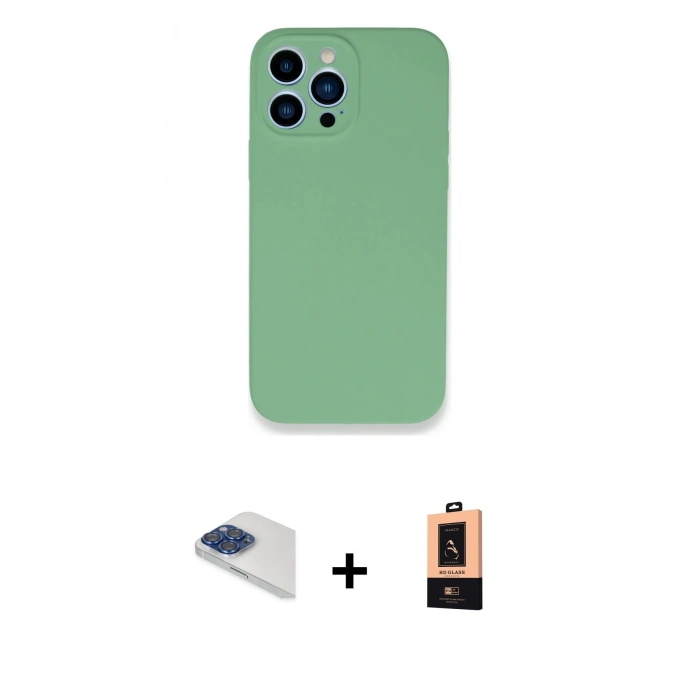 MARSİLYAN™- iPhone 13 Pro Max Kılıf Zirve Modern Özel Seri - Şeffaf Maxco Cam Ekran Koruyucu + Pers Alüminyum Kamera Lens - LT