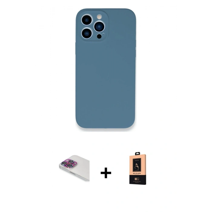 MARSİLYAN™- iPhone 13 Pro Max Kılıf Zirve Modern Özel Seri - Şeffaf Maxco Cam Ekran Koruyucu + Pers Alüminyum Kamera Lens - GI