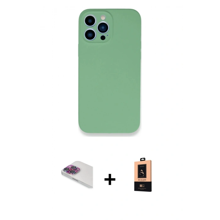 MARSİLYAN™- iPhone 13 Pro Max Kılıf Zirve Modern Özel Seri - Şeffaf Maxco Cam Ekran Koruyucu + Pers Alüminyum Kamera Lens - GI