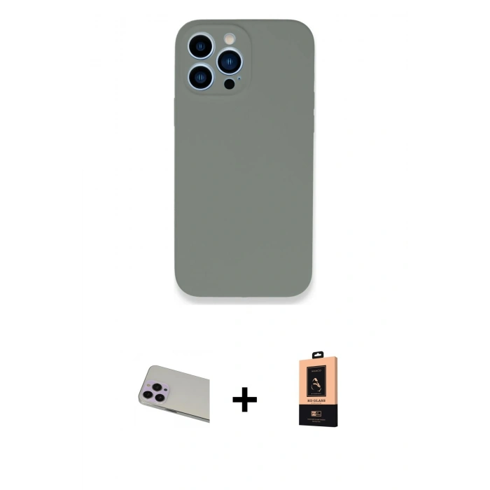 MARSİLYAN™- iPhone 13 Pro Max Kılıf Zirve Modern Özel Seri - Şeffaf Maxco Cam Ekran Koruyucu + Rainbow Kamera Lens Koruma Cam - MR