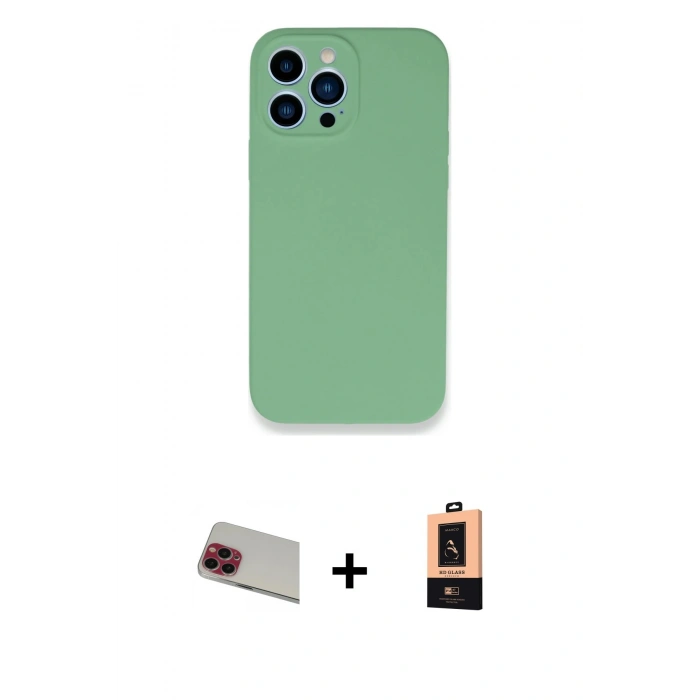 MARSİLYAN™- iPhone 13 Pro Max Kılıf Zirve Modern Özel Seri - Şeffaf Maxco Cam Ekran Koruyucu + Rainbow Kamera Lens Koruma Cam - KI