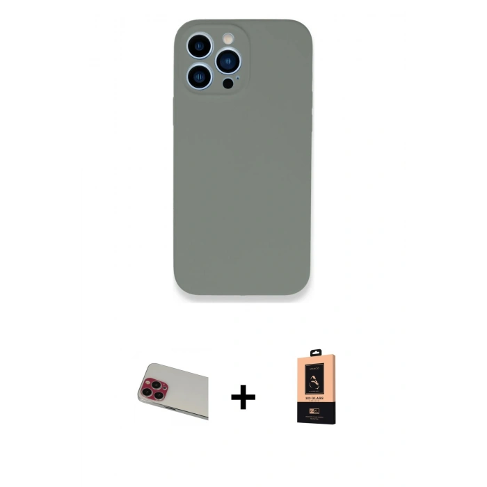 MARSİLYAN™- iPhone 13 Pro Max Kılıf Zirve Modern Özel Seri - Şeffaf Maxco Cam Ekran Koruyucu + Rainbow Kamera Lens Koruma Cam - KI