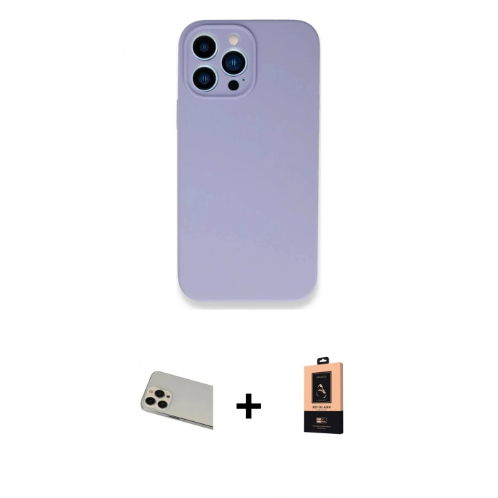 MARSİLYAN™- iPhone 13 Pro Max Kılıf Zirve Modern Özel Seri - Şeffaf Maxco Cam Ekran Koruyucu + Rainbow Kamera Lens Koruma Cam - REGD