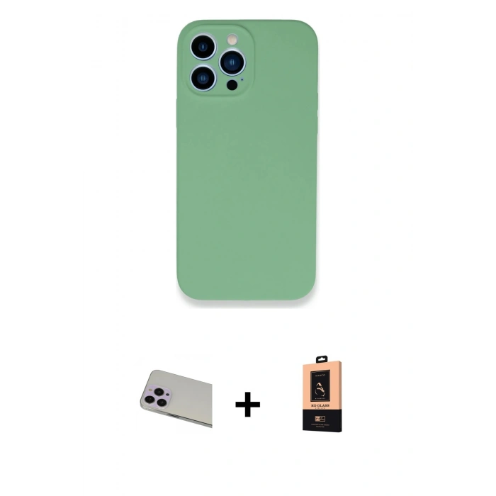 MARSİLYAN™- iPhone 13 Pro Max Kılıf Zirve Modern Özel Seri - Şeffaf Maxco Cam Ekran Koruyucu + Rainbow Kamera Lens Koruma Cam - MR