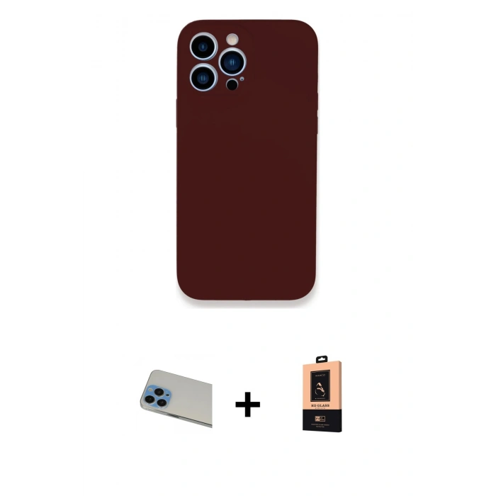 MARSİLYAN™- iPhone 13 Pro Max Kılıf Zirve Modern Özel Seri - Şeffaf Maxco Cam Ekran Koruyucu + Rainbow Kamera Lens Koruma Cam - MI