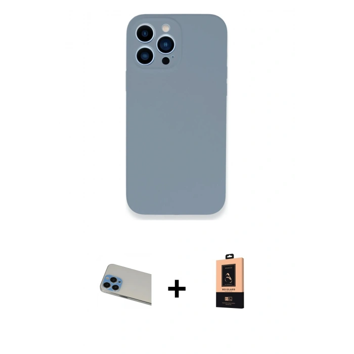 MARSİLYAN™- iPhone 13 Pro Max Kılıf Zirve Modern Özel Seri - Şeffaf Maxco Cam Ekran Koruyucu + Rainbow Kamera Lens Koruma Cam - MI