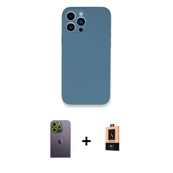 MARSİLYAN™- iPhone 13 Pro Max Kılıf Zirve Modern Özel Seri - Şeffaf Maxco Cam Ekran Koruyucu + Neon Fosforlu Kamera Lens - YL