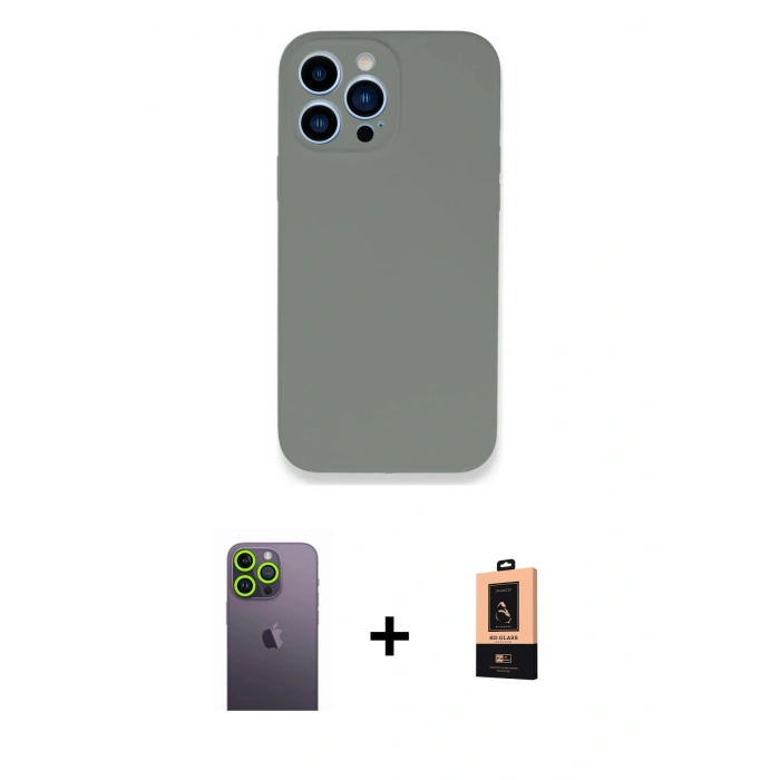 MARSİLYAN™- iPhone 13 Pro Max Kılıf Zirve Modern Özel Seri - Şeffaf Maxco Cam Ekran Koruyucu + Neon Fosforlu Kamera Lens - YL
