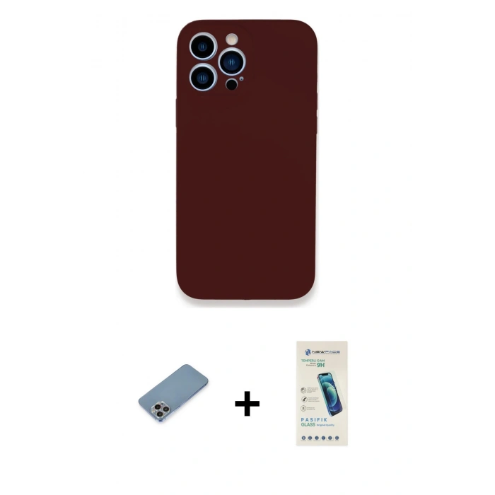 MARSİLYAN™- iPhone 13 Pro Max Kılıf Zirve Modern Özel Seri - Şeffaf Pasifik Cam Ekran Koruyucu + Shine Kamera Lens Koruma Cam - GI