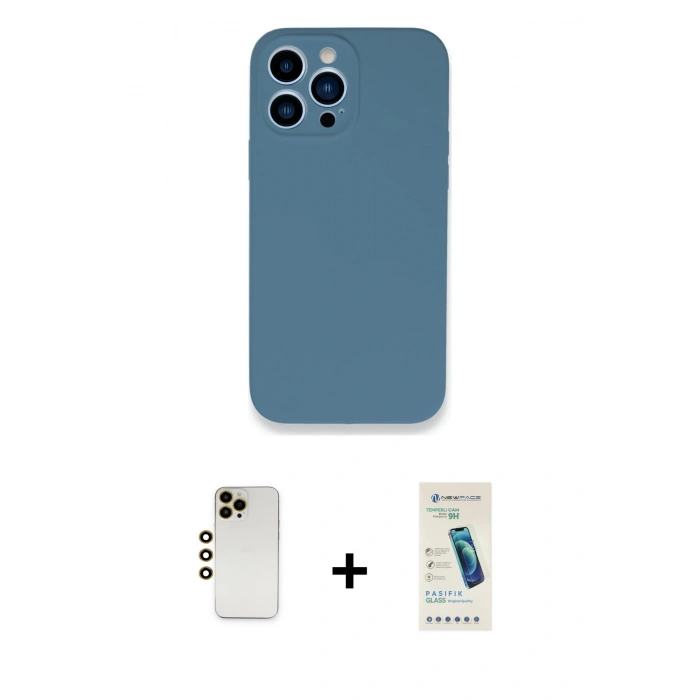 MARSİLYAN™- iPhone 13 Pro Max Kılıf Zirve Modern Özel Seri - Şeffaf Pasifik Cam Ekran Koruyucu + Shine Kamera Lens - GD
