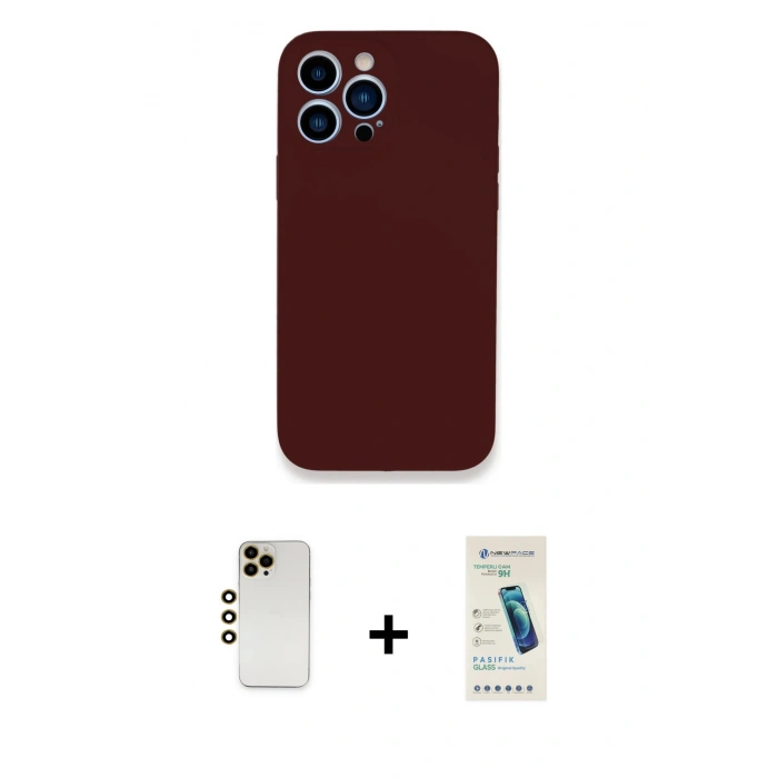 MARSİLYAN™- iPhone 13 Pro Max Kılıf Zirve Modern Özel Seri - Şeffaf Pasifik Cam Ekran Koruyucu + Shine Kamera Lens - GD