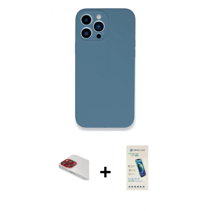 MARSİLYAN™- iPhone 13 Pro Max Kılıf Zirve Modern Özel Seri - Şeffaf Pasifik Cam Ekran Koruyucu + Pers Alüminyum Kamera Lens - KI