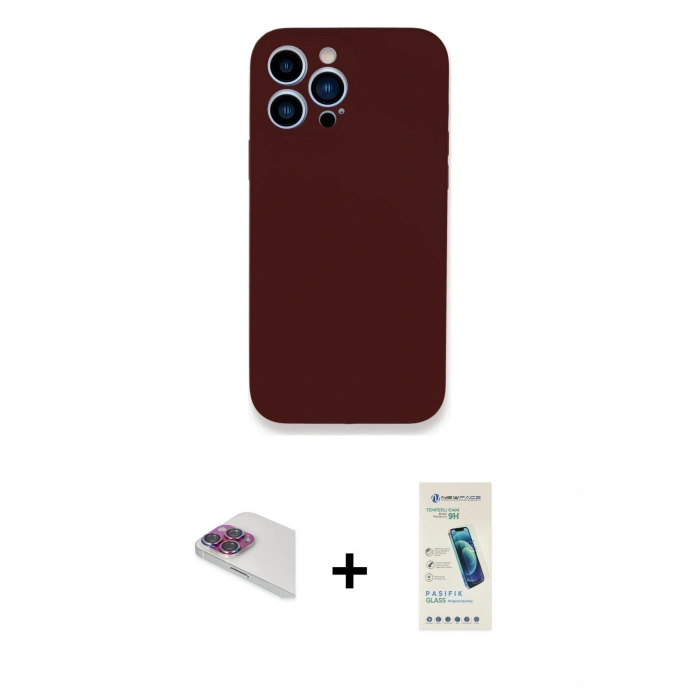 MARSİLYAN™- iPhone 13 Pro Max Kılıf Zirve Modern Özel Seri - Şeffaf Pasifik Cam Ekran Koruyucu + Pers Alüminyum Kamera Lens - GI