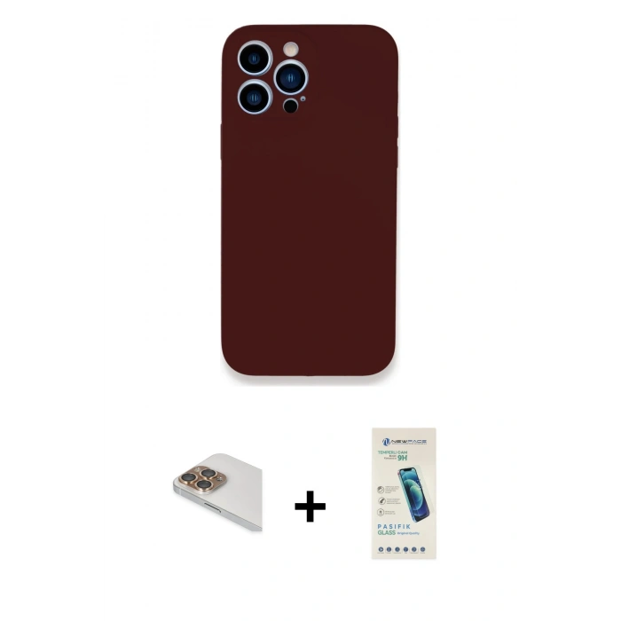 MARSİLYAN™- iPhone 13 Pro Max Kılıf Zirve Modern Özel Seri - Şeffaf Pasifik Cam Ekran Koruyucu + Pers Alüminyum Kamera Lens - GD