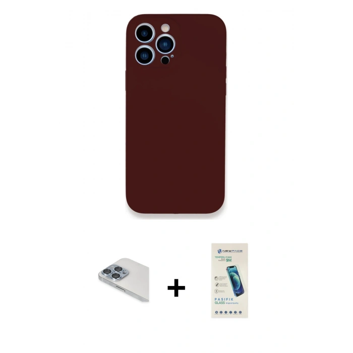 MARSİLYAN™- iPhone 13 Pro Max Kılıf Zirve Modern Özel Seri - Şeffaf Pasifik Cam Ekran Koruyucu + Pers Alüminyum Kamera Lens - SABE