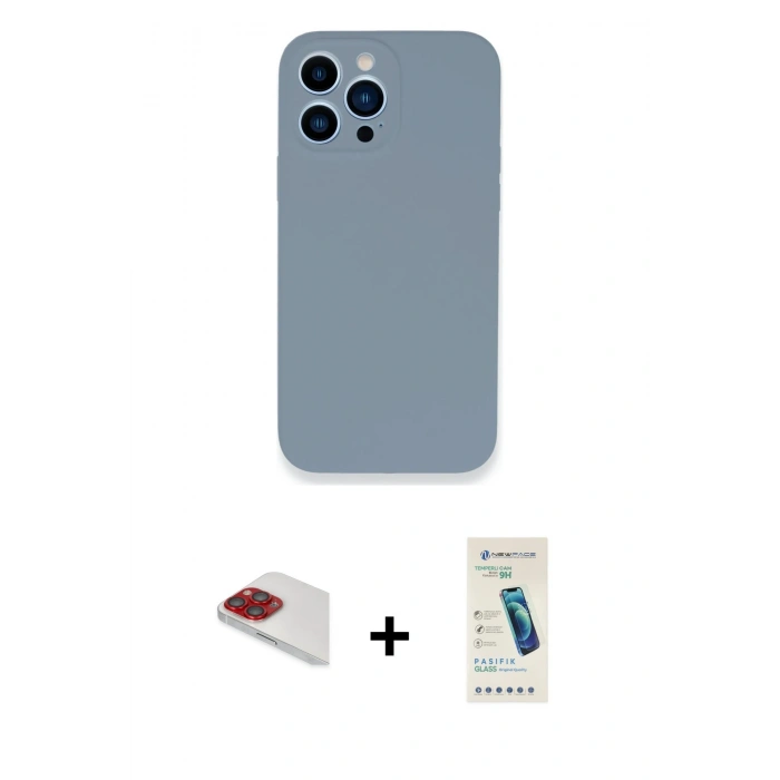 MARSİLYAN™- iPhone 13 Pro Max Kılıf Zirve Modern Özel Seri - Şeffaf Pasifik Cam Ekran Koruyucu + Pers Alüminyum Kamera Lens - KI