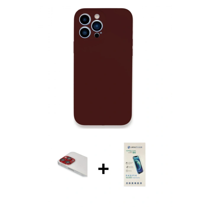 MARSİLYAN™- iPhone 13 Pro Max Kılıf Zirve Modern Özel Seri - Şeffaf Pasifik Cam Ekran Koruyucu + Pers Alüminyum Kamera Lens - KI