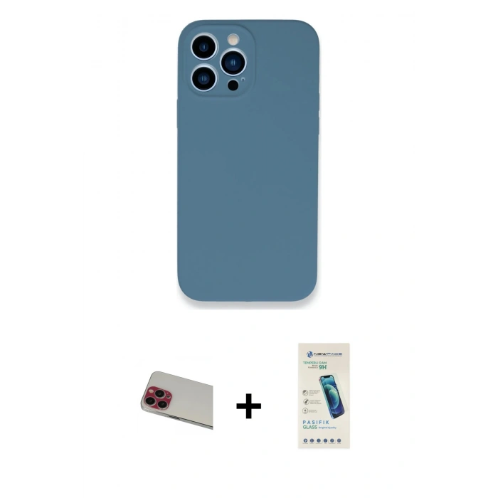 MARSİLYAN™- iPhone 13 Pro Max Kılıf Zirve Modern Özel Seri - Şeffaf Pasifik Cam Ekran Koruyucu + Rainbow Kamera Lens Koruma Cam - KI