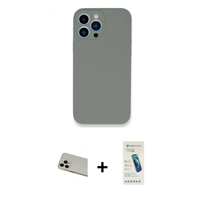 MARSİLYAN™- iPhone 13 Pro Max Kılıf Zirve Modern Özel Seri - Şeffaf Pasifik Cam Ekran Koruyucu + Rainbow Kamera Lens Koruma Cam - REGD