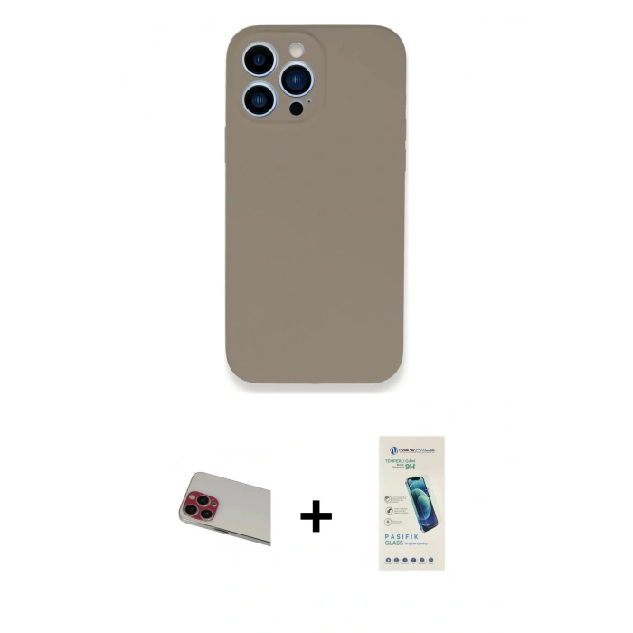 MARSİLYAN™- iPhone 13 Pro Max Kılıf Zirve Modern Özel Seri - Şeffaf Pasifik Cam Ekran Koruyucu + Rainbow Kamera Lens Koruma Cam - KI