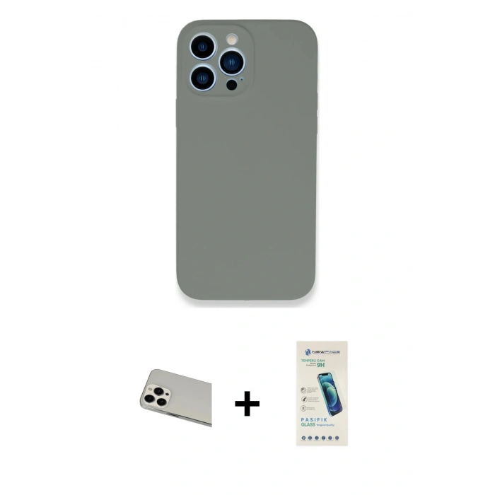 MARSİLYAN™- iPhone 13 Pro Max Kılıf Zirve Modern Özel Seri - Şeffaf Pasifik Cam Ekran Koruyucu + Rainbow Kamera Lens Koruma Cam - BZ