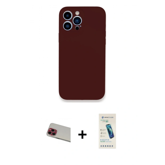 MARSİLYAN™- iPhone 13 Pro Max Kılıf Zirve Modern Özel Seri - Şeffaf Pasifik Cam Ekran Koruyucu + Rainbow Kamera Lens Koruma Cam - KI